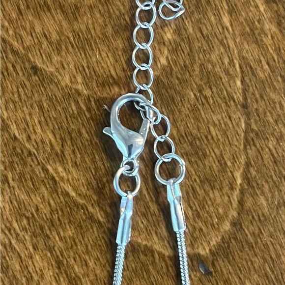 Handmade Blue Pendant Stone in Silver Wire Wrap & Chain Necklace New - Picture 4 of 4